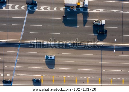 Top view of traffic road