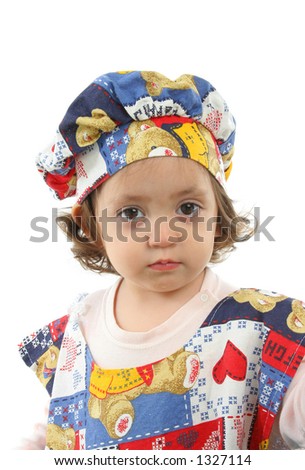 Cute toddler dressed as a chef (portrait). More pictures of this baby at my gallery