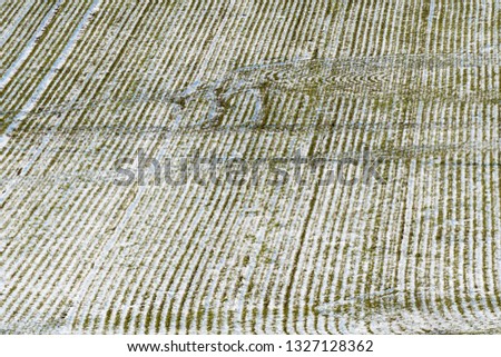 Background image of a cornfield from high perspective in winter season