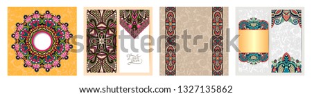 decorative label card for vintage design, ethnic pattern, antique greeting card, invitation with lace ornament, vector illustration