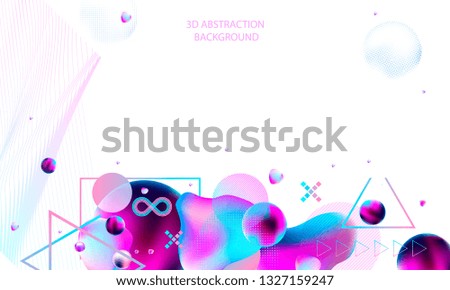 Vector futuristic space background with bright light planets 3d objects