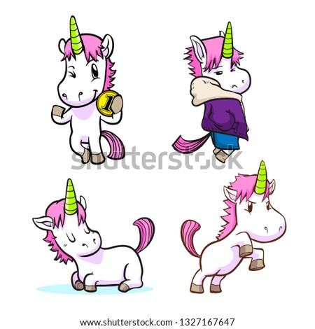cute little unicorn sticker set