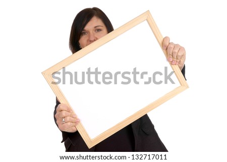 Business woman with empty sign / empty sign