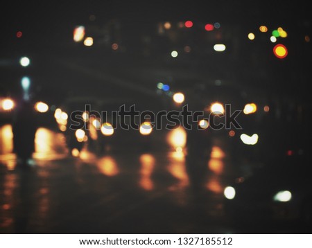 Blurred of car on the road at night