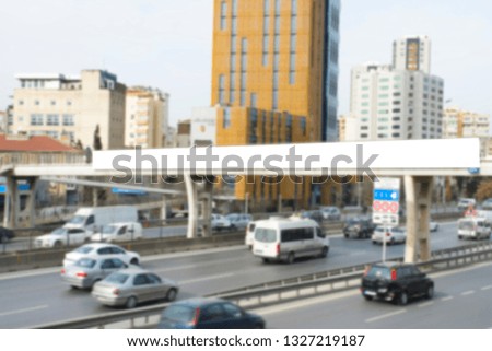 Blank mock up of poster Walking on the overpass billboard on city background
