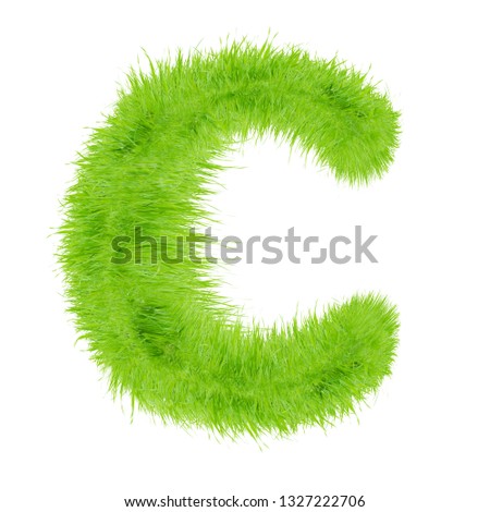 Grass letter "C" isolated on white background