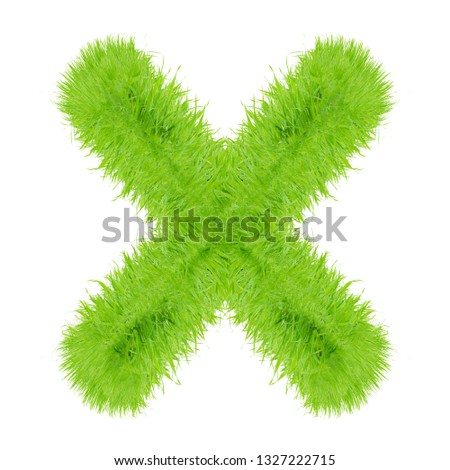 Grass letter "X" isolated on white background