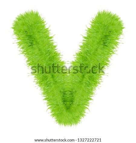 Grass letter "V" isolated on white background