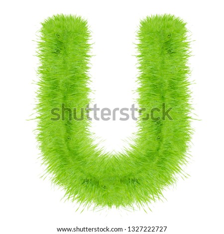 Grass letter "U" isolated on white background