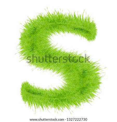 Grass letter "S" isolated on white background