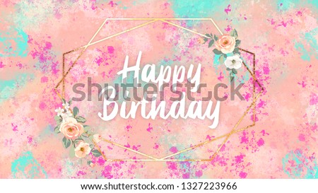Pink floral Happy Birthday Card for girls