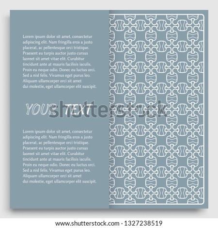 Card, Invitation, cover template design, line art background. Abstract geometric pattern with place for the text. Tribal ethnic ornament in arabic style. Christmas, New Year card decoration