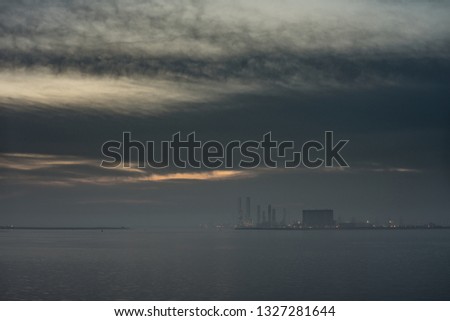 Industrial background. South Gare at Redcar. North east of England.