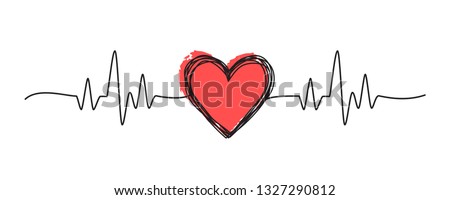 Tangled grungy heart scribble hand drawn with thin line, divider shape. Isolated on white background. Vector illustration Royalty-Free Stock Photo #1327290812