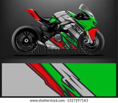 Motorcycle wrap design. ready print concept for vinyl wrap and motorcycle decal - Vector