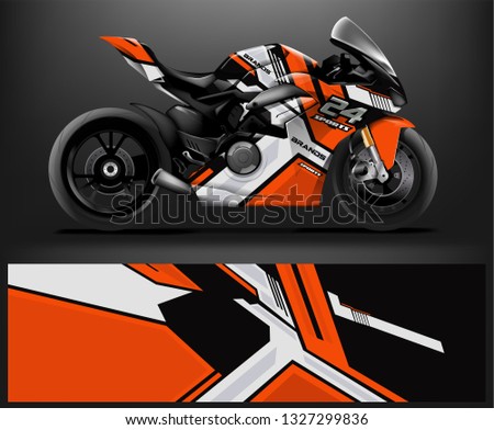 Motorcycle wrap design. ready print concept for vinyl wrap and motorcycle decal - Vector