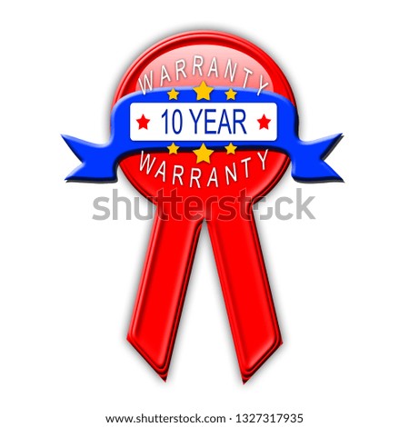 10 year warranty button isolated. 3d illustration