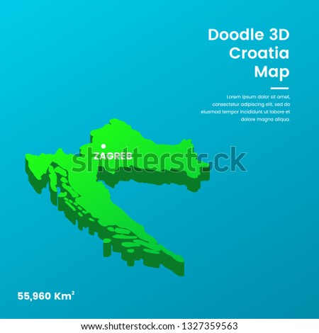 Doodle 3D Croatia  Map