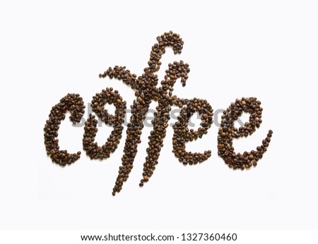 Coffee beans in the shape of the word coffee background