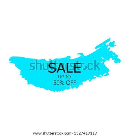 Sale 50% off sign over art color brush acrylic stroke paint abstract texture background vector illustration. Acrylic paint brush stroke. Grunge ink brush stroke. Sale layout design for shop and banner