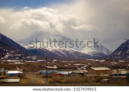Eskimos village in Anaktuvuk Pass Alaska Royalty-Free Stock Photo #1327439813