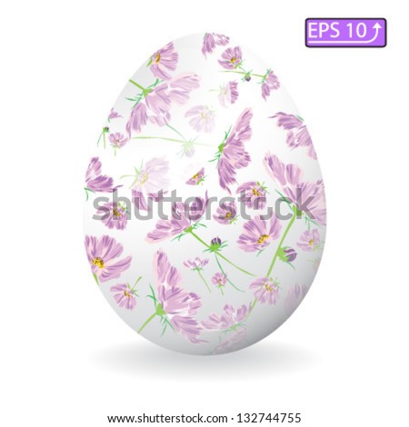 easter egg,floral pattern, isolated on a white background vector