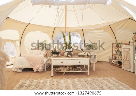 Glamping tent and set up at Mount Maunganui Royalty-Free Stock Photo #1327490675