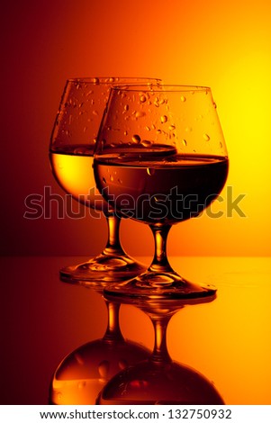 Elegant wineglass with alcohol