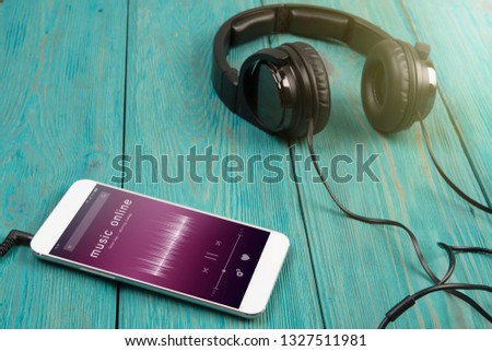 Listen music online concept online music player app on smartphone