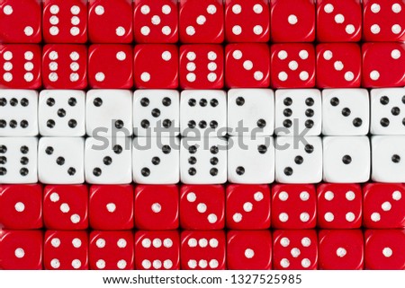 National flag of Austria in colorful background of dices