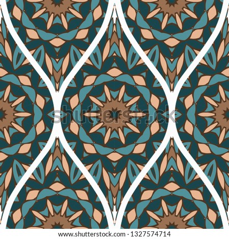 Seamless Texture Of Floral Ornament. Vector Illustration. For The Interior Design, Printing, Web And Textile