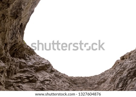 stone walls of a cave, isolate on a white background