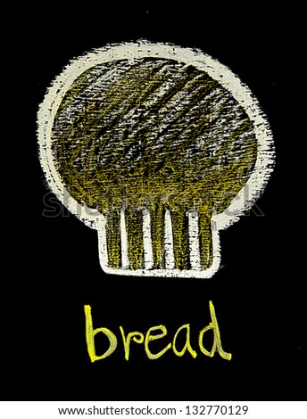 Sketch chalk of bread on blackboard