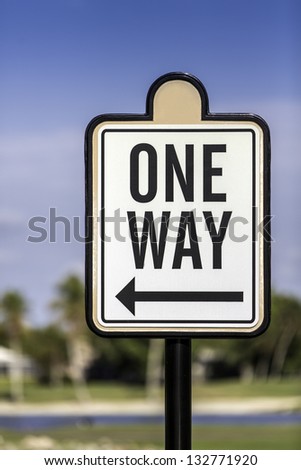 An image of a one way road sign in south Florida