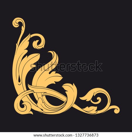 Gold ornament baroque style. Retro rococo decoration element with flourishes calligraphic. You can use for wedding decoration of greeting card and laser cutting