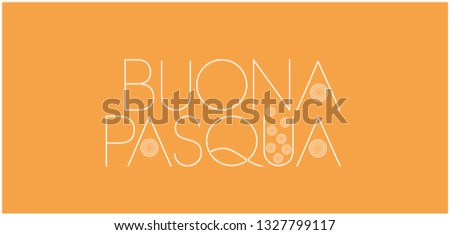 Buona Pasqua - Happy Easter hand drawn lettering, written in Italian, on yellow background. Flat vector illustration for Easter design and decoration, cards, invitations, greetings, posters, prints.