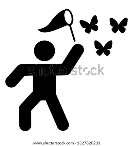 Catching butterfly vector element, pictogram.