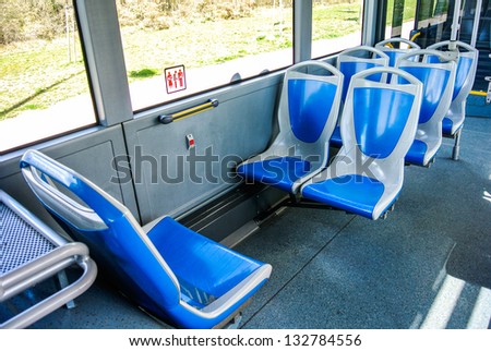 Seats of an articulated bus in Spain