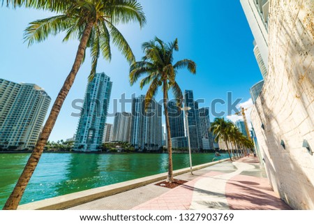 Riverwalk in downtown Miami. Florida, USA
