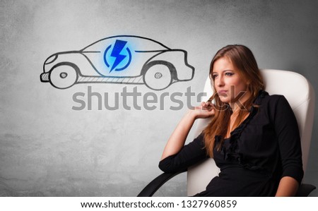 Formal person thinking about electric car concept