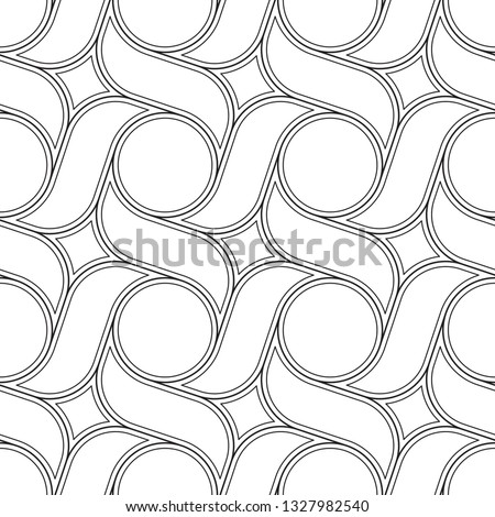 Modern black and white geometric line ornament. Allover vector pattern for adult colouring book, interior, wallpaper, fabric, apparel textile, phone case. 