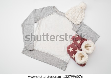 Styled Stock Photography "Baby, it's Cold Outside", Mockup-Digital File, Gray and White Women's Long Sleeve Shirt/Sweatshirt Mock Up