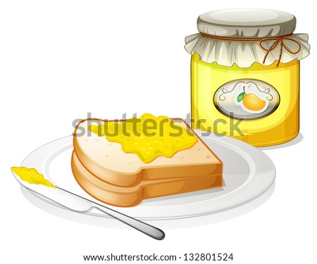 Illustration of a sandwich with a mango jam on a white background