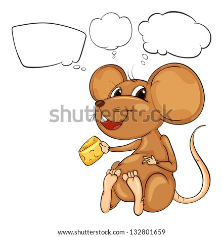 Illustration of a rat holding a cheese with empty callouts on a white background