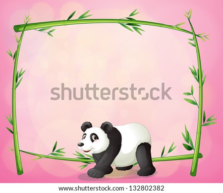 Illustration of a panda and the empty bamboo frame