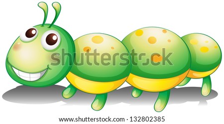 Illustration of a green caterpillar toy on a white background