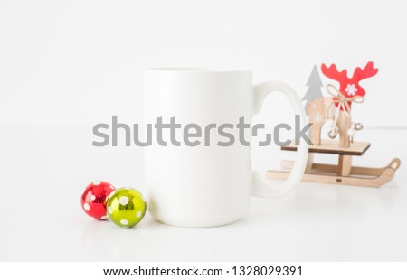 Styled Stock Photography "It's Beginning to Look...", Mockup-Digital File, Holiday White Coffee Mug 15oz with Christmas Decor Mock Up