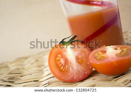 pieces of fresh tomato put with tomato juice