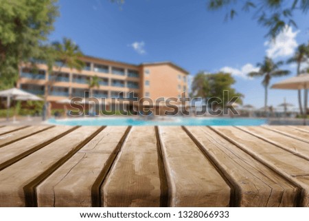 Wooden desk on natural background