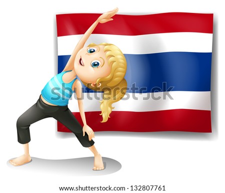 Illustration of a girl with the flag of Thailand on a white background